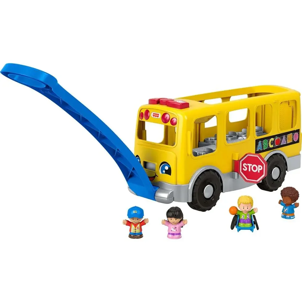 Fisher-Price Little People Big Yellow Bus,musical push-pull toy &Smart Stages